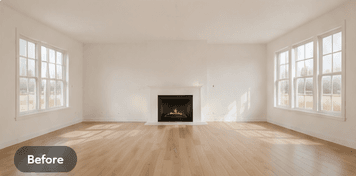 Empty living room before virtual staging